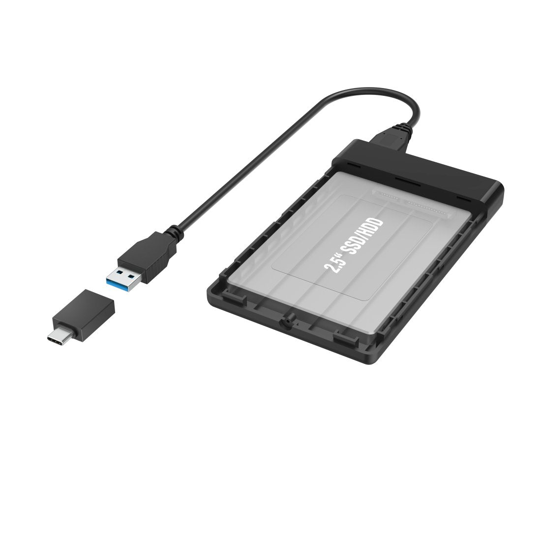 Hama Essential Carcasa Externa Para Ssd Y Hdd De 2.5" - Cable Usb-A De 50cm - Velocidad Hasta 5gbps - Adaptador Usb-C -