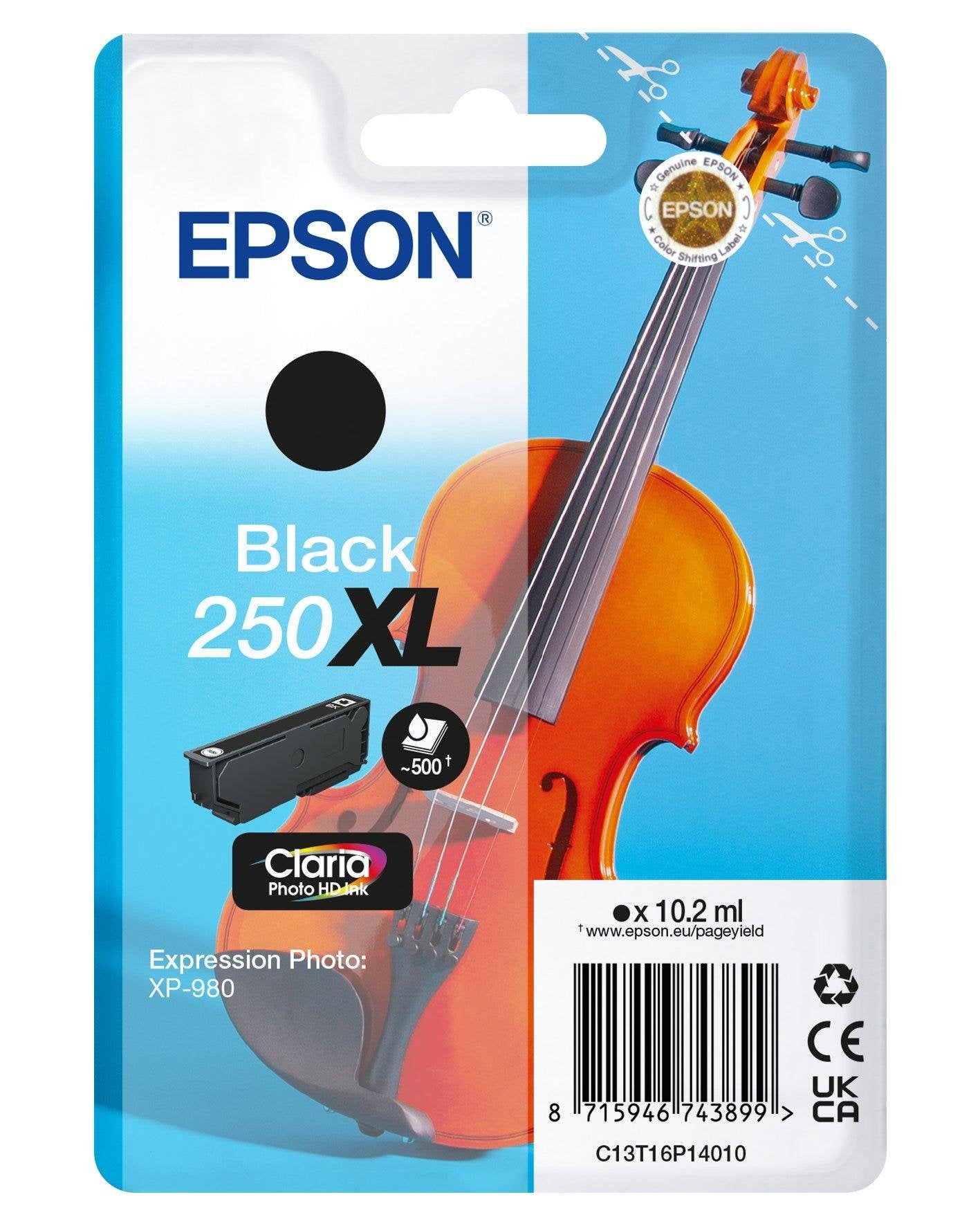 EAN 8715946743899 - Epson 250XLViolin Claria Photo HD cartucho de tinta 1 pieza(s) Original Alto rendimiento (XL) Negro imagen 1