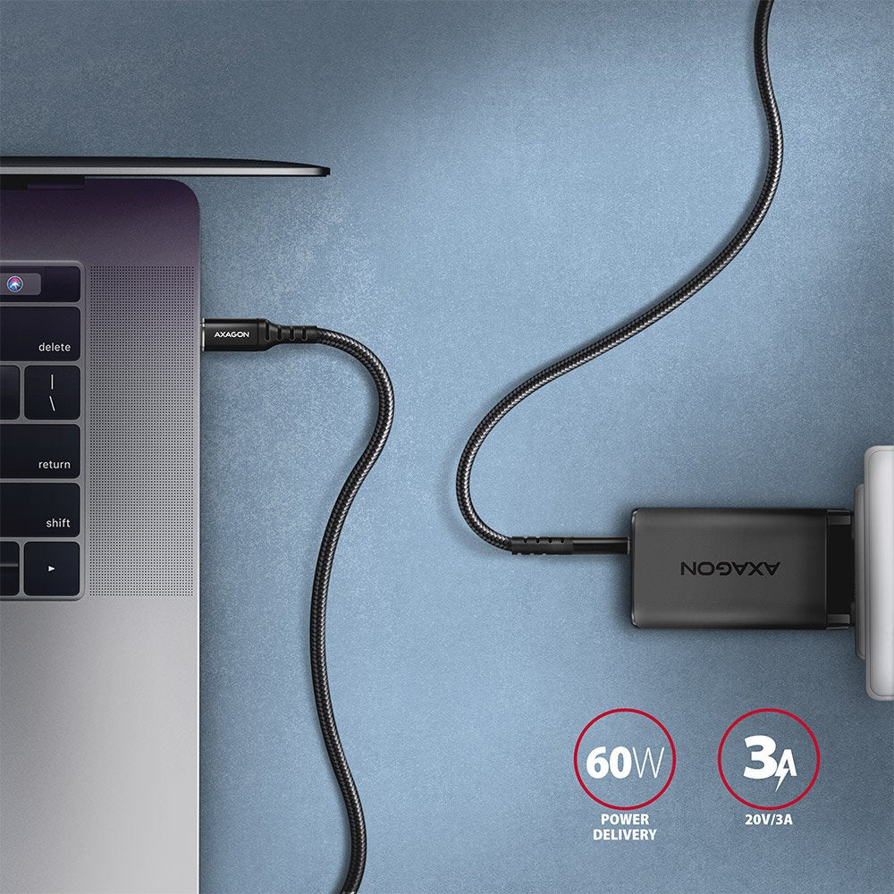 EAN 8595247907387 - Axagon Data and charging USB 2.0 cable 1.5 m long. PD 60W, 3A. Black braided. cable USB 1,5 m USB C Negro imagen 5