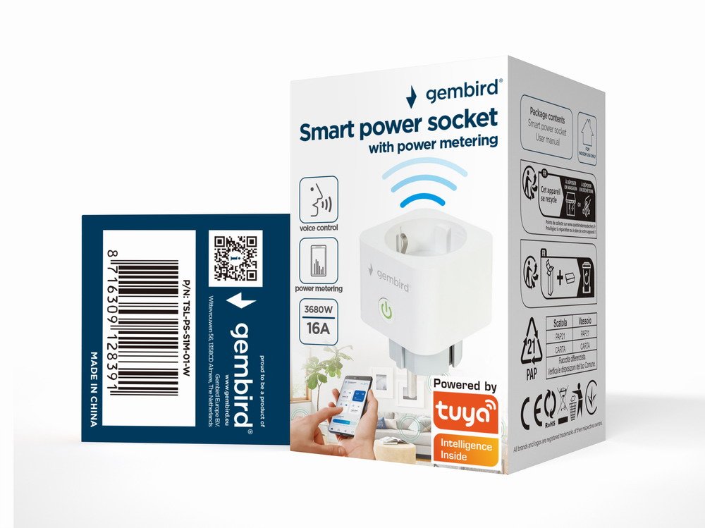 EAN 8716309128391 - Gembird TSL-PS-S1M-01-W toma de corriente Tipo F Blanco imagen 10