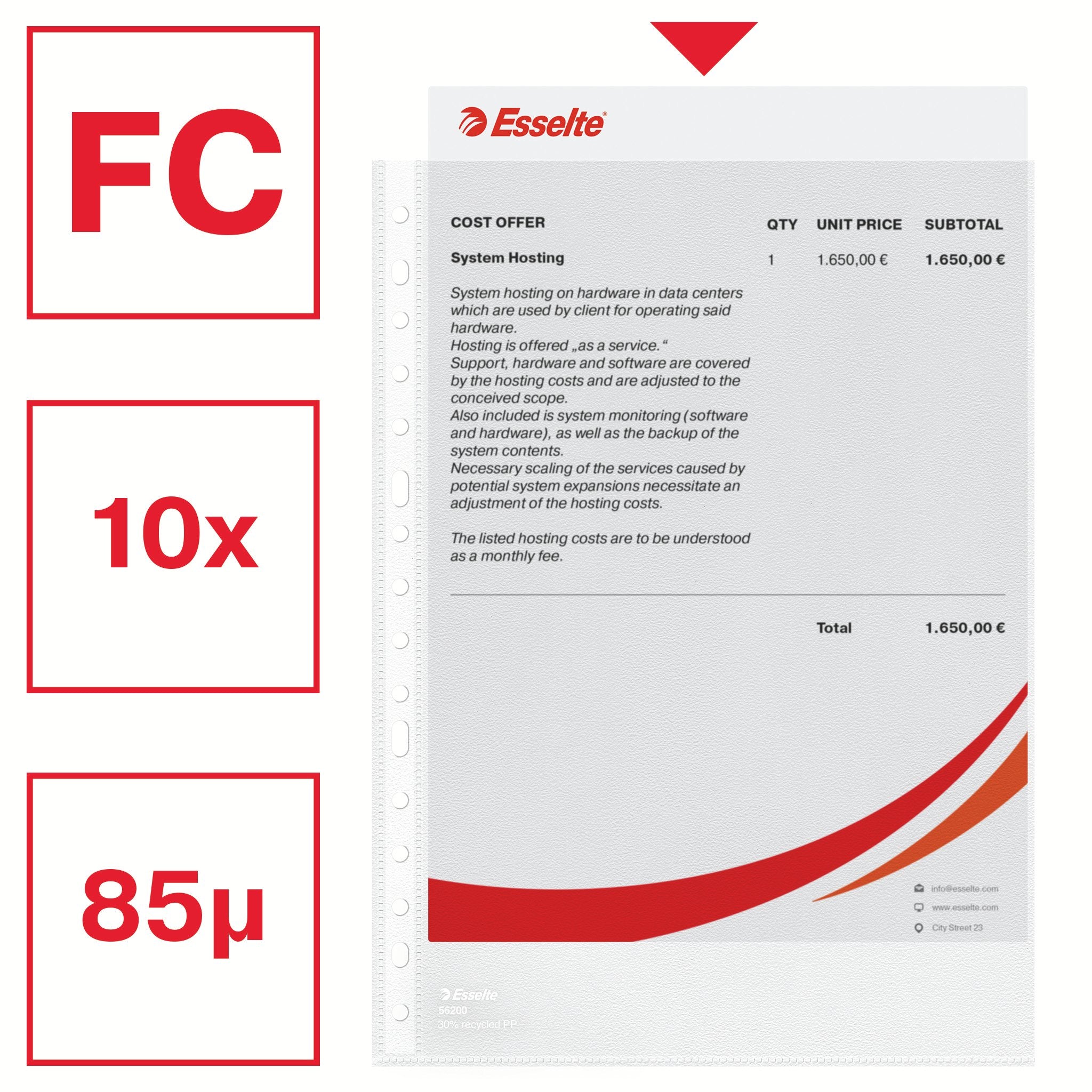 EAN 8411772562009 - Esselte 56200 protector de hojas 210 x 297 mm (A4) Polipropileno (PP) 10 pieza(s) imagen 2