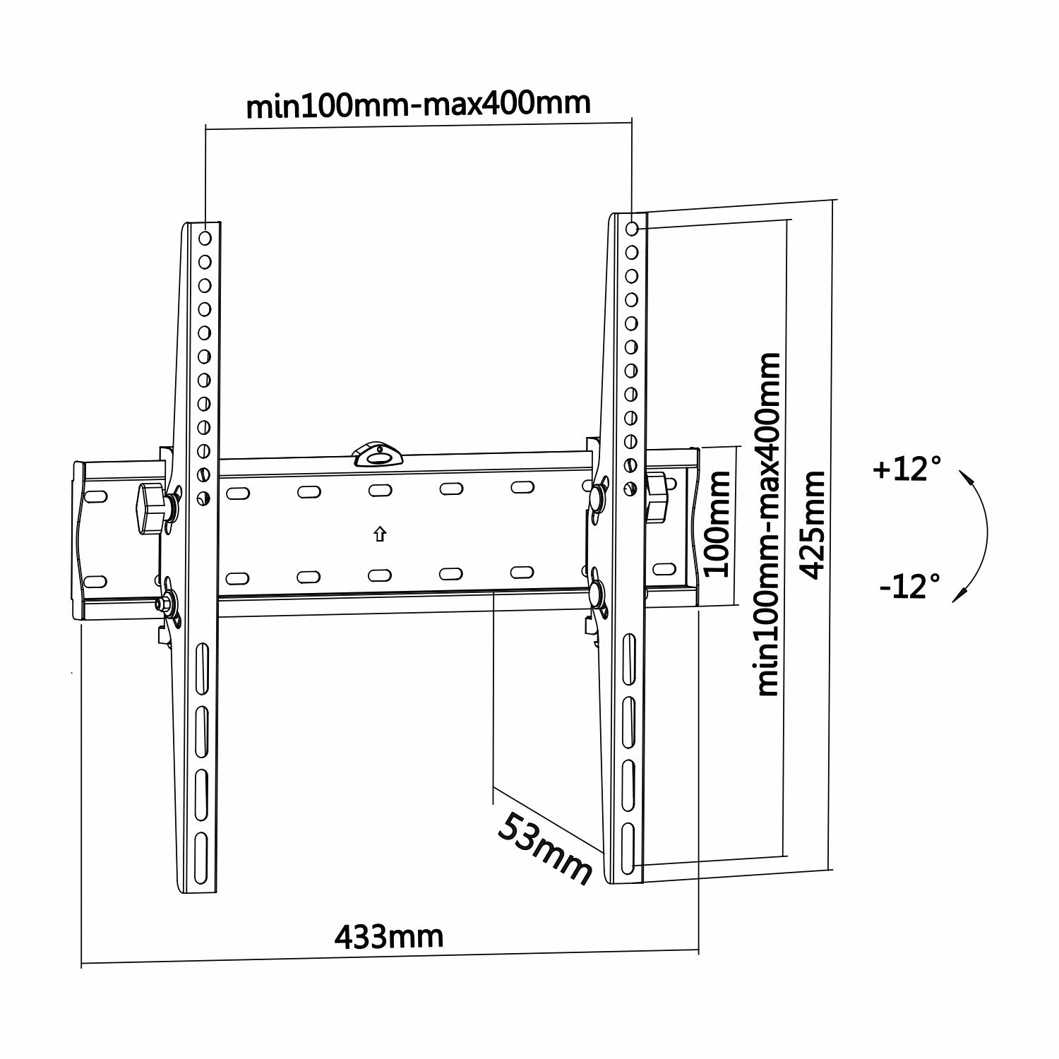 Aisens Soporte De Pared Para Pantallas 32-55'/81-139cm Hasta 40kg Inclinable Vesa Max. 400*400 Wt55t-015