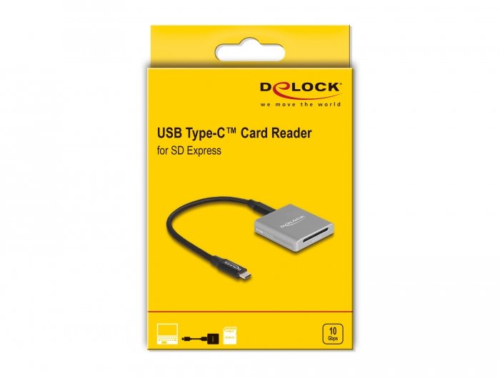Delock 91006 Lector De Tarjeta Gris, Lector De Tarjetas Aluminio, Sd, Gris, 10000 Mbit/S, Aluminio, 41 Mm, 45 Mm