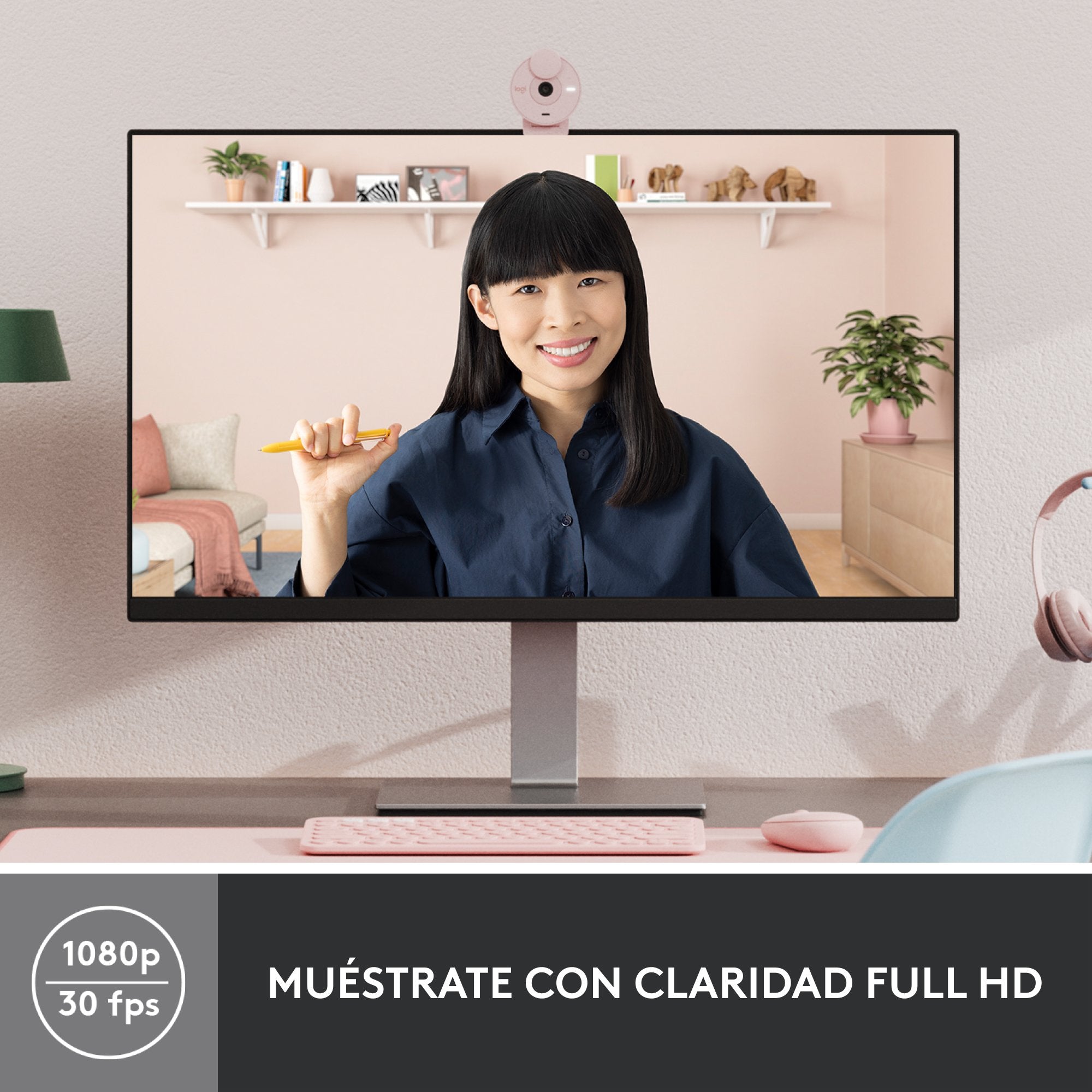 Logitech Brio 300 Cámara Web 2 Mp 1920 X 1080 Pixeles Usb-C Rosa
