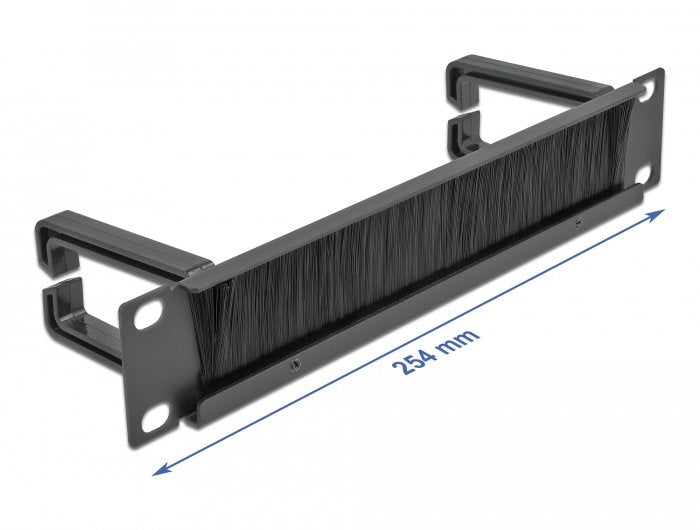 Delock 10" Barra Escobilla Gestión Cable Con 2 Soportes 1 U Negro