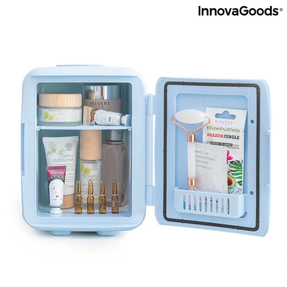 Innovagoods Mini Nevera Para Cosmeticos - 48w - Capacidad 4l - Cable Extraible De 1.75m - Temperatura Regulable -