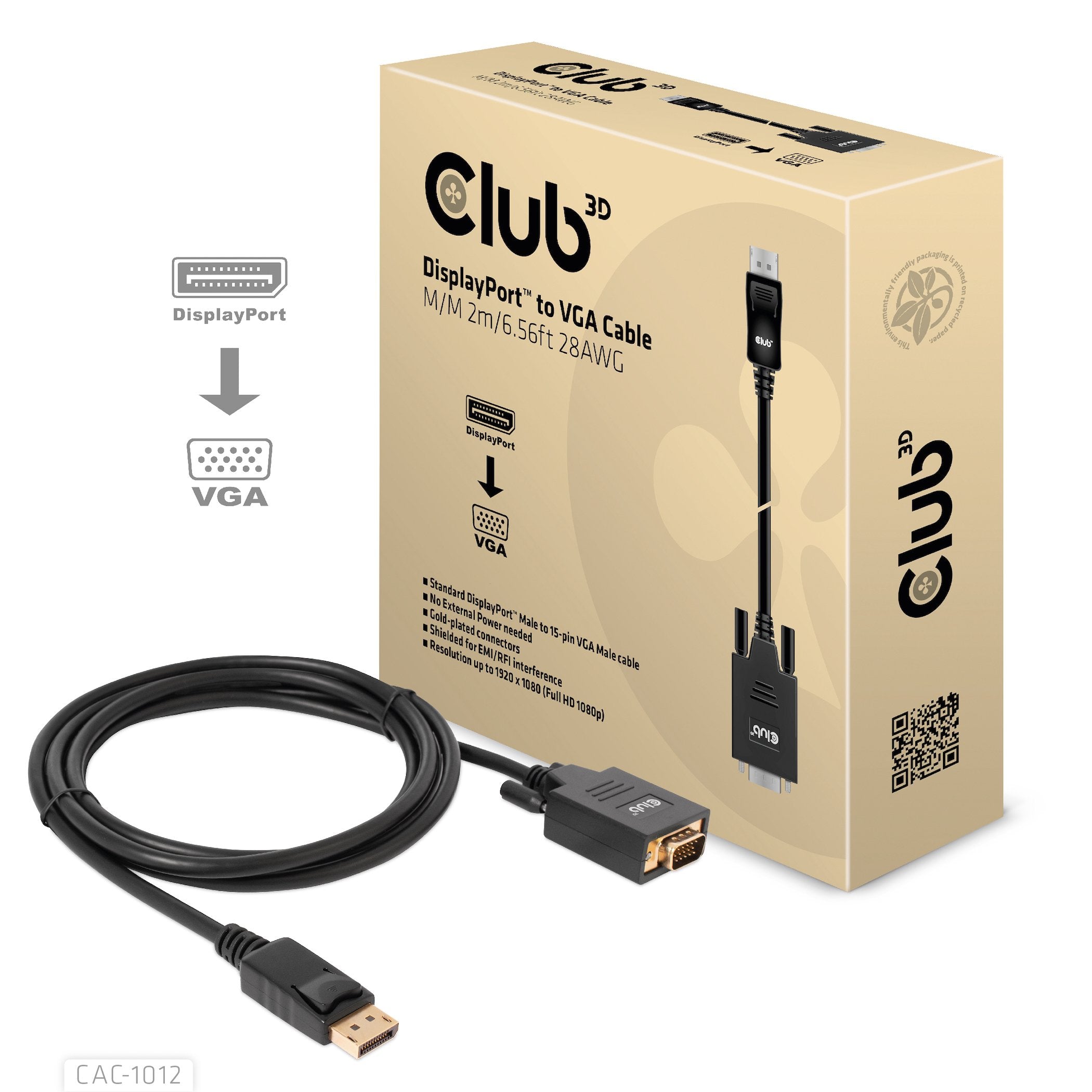 Club3d Cable Displayport > Vga M M 2m Retail