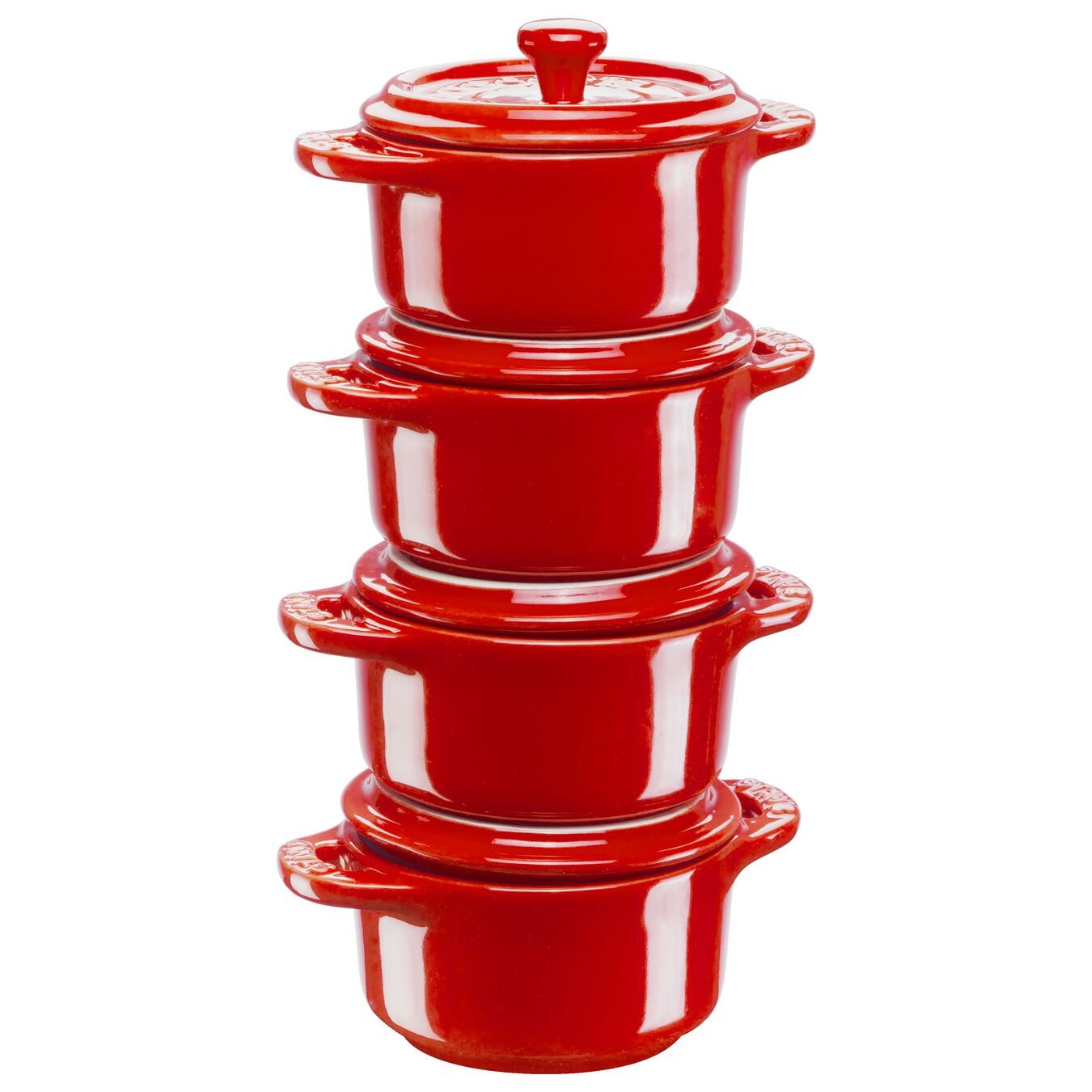 Staub Mini Cocotte Set 4-Tlg. Rund, Keramik, Kirsch-Rot