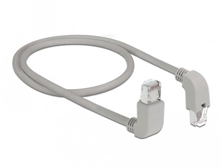Cable De Parche De Delock Rj45 Cat.6a S/Ftp Gray, 50 Cm, Enchufes Angulados 1x Arriba, 1x Debajo 85870
