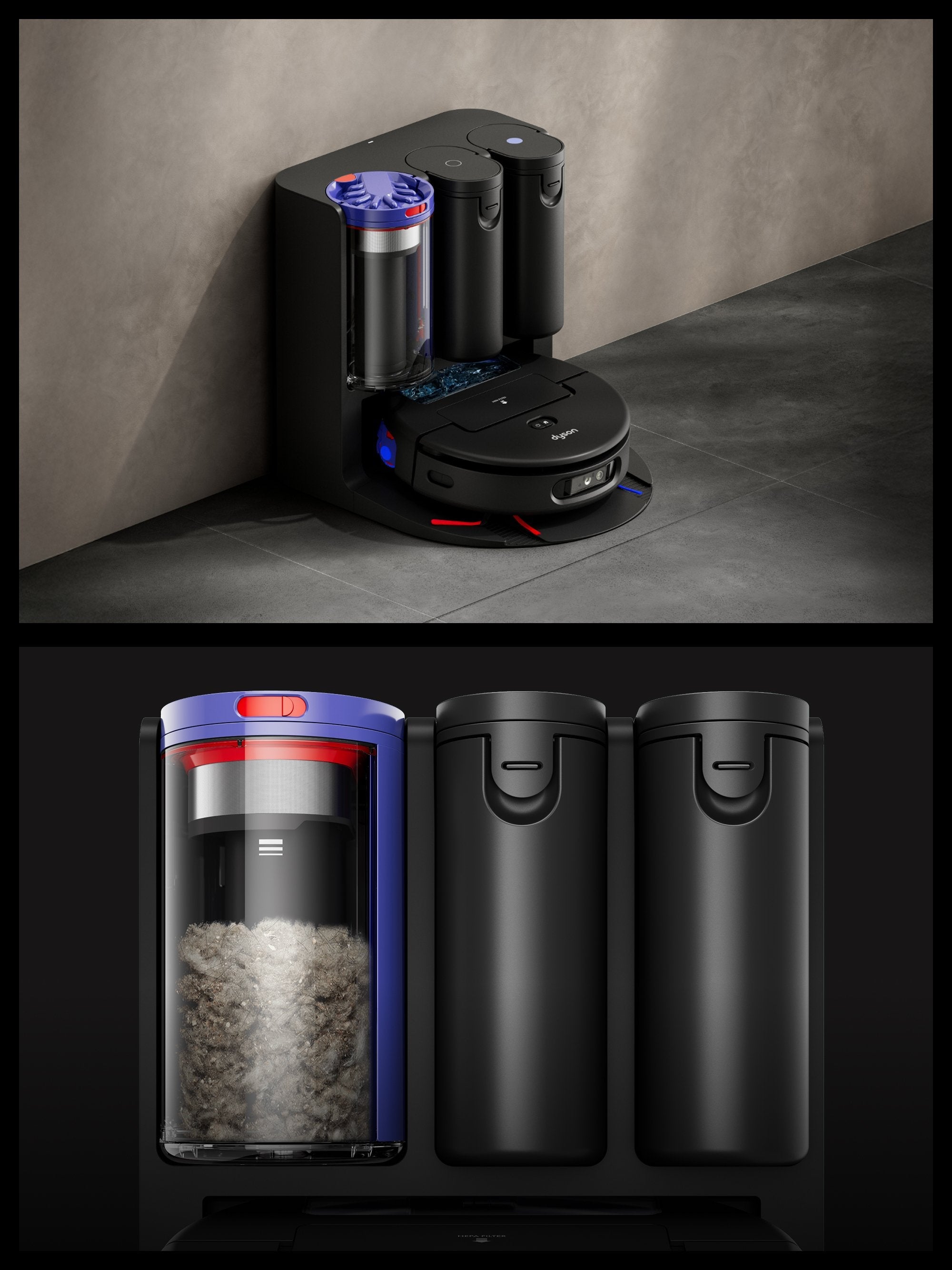 Dyson Spot+Scrub Ai, Beutellos, Schwarz, Rund, 0,25 L, Ladend, Purification, 0.3 L