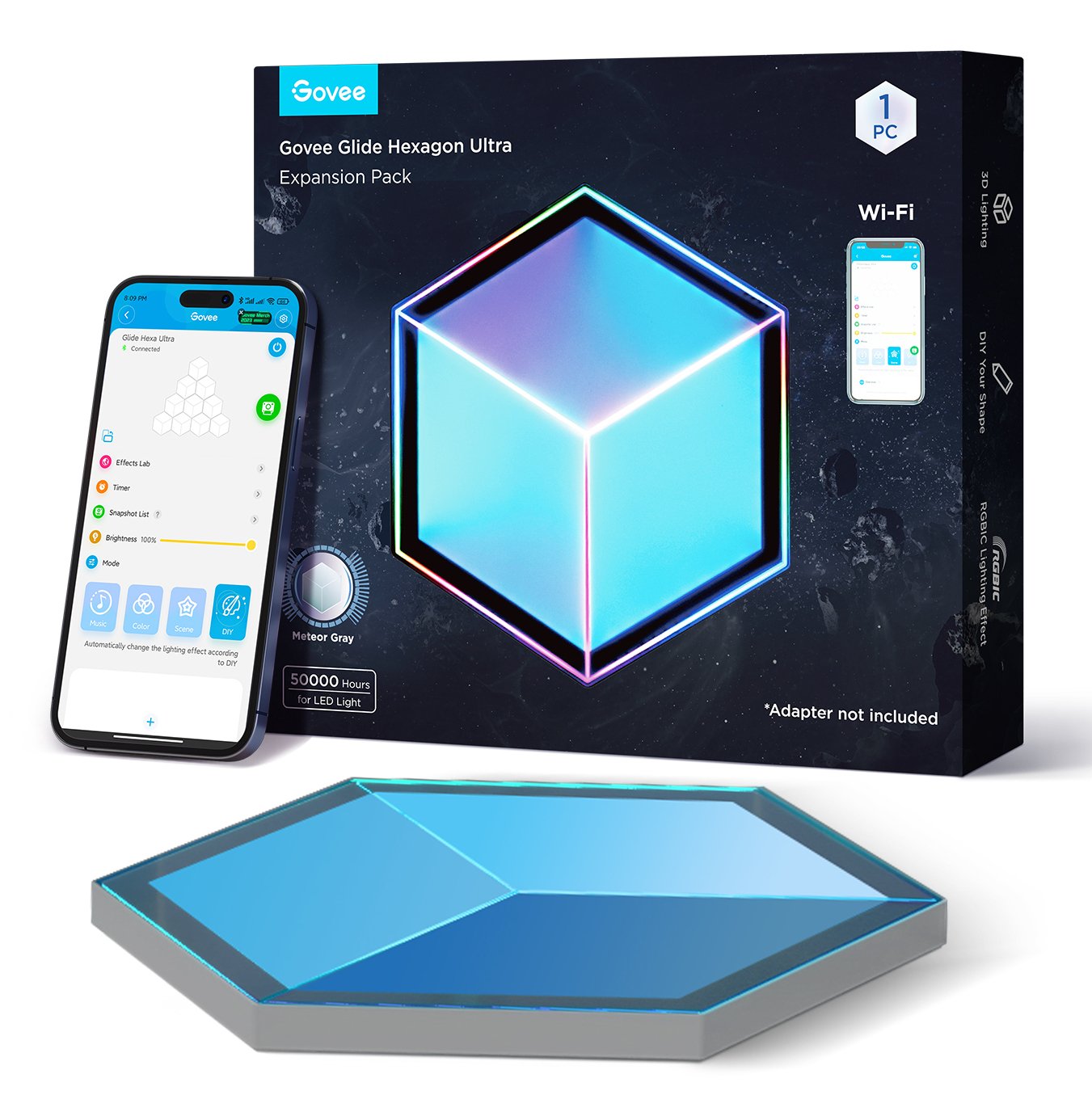 Govee Glide Hexagon Light Panels Ultra Expansion Pack (Gris, 1 Light Panel) H106a007