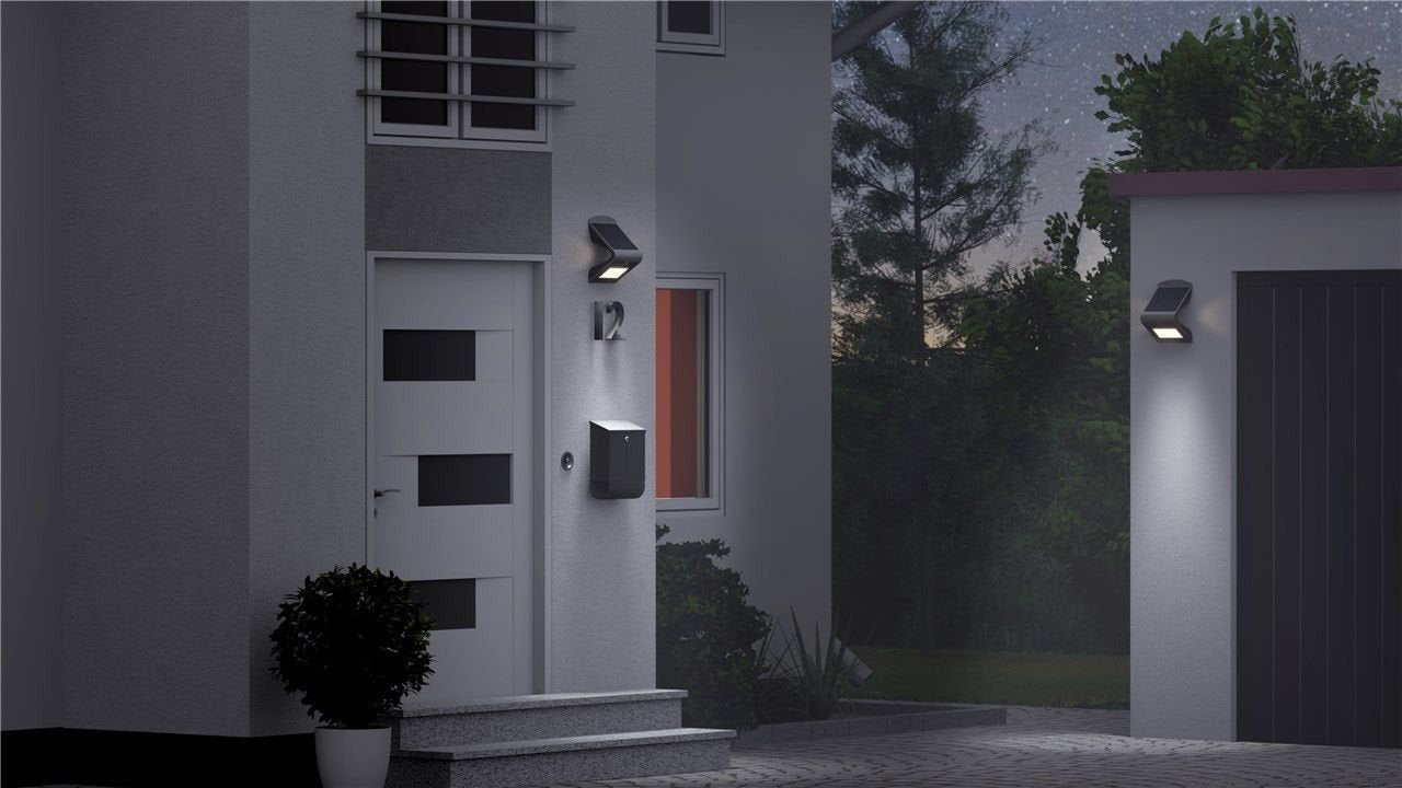 Lámpara Solar Led De Pared Con Sensor De Movimiento, 3,2 W, Color Negro