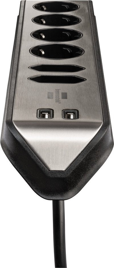 Brennenstuhl Estilo Cable De Extensión De Esquina De 6 Vías Negro