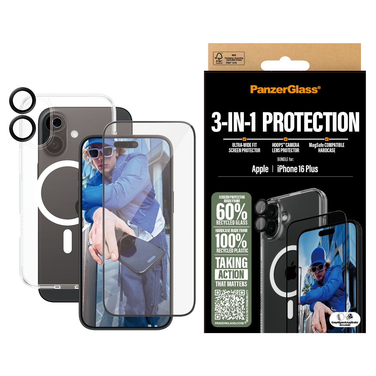EAN 5715685003400 - PanzerGlass ® 3-in-1 Protection Bundle iPhone 16 Plus Protector de pantalla Apple 1 pieza(s) imagen 2