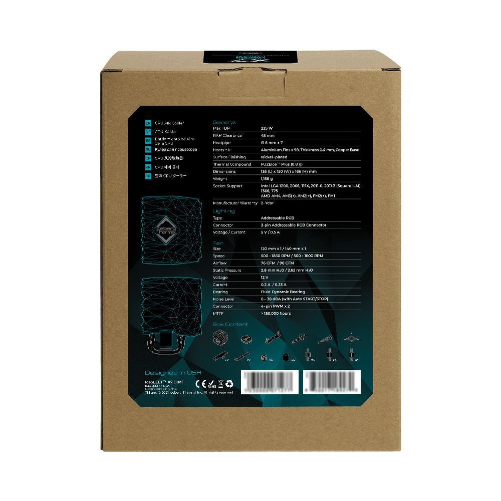 Disipador Iceberg Thermal Icesleet X7 Dual - Rgb - Am4/Intel