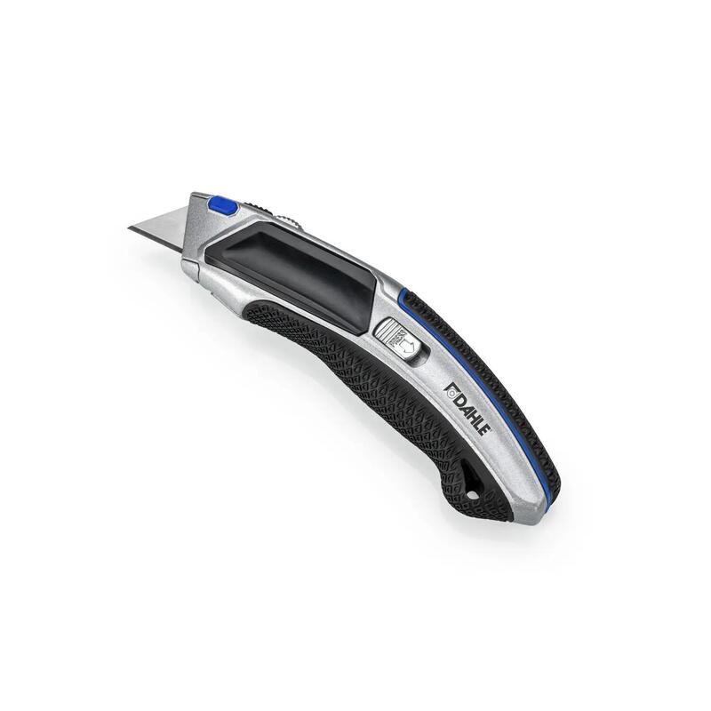 Dahle 10891 Profesional Heavy Duty Cuter Con Cuchilla Trapezoidal De Acero Al Carbono Sk5 - Guia Automatica - Cuerpo Metalico - Mango Ergonomico Con Agarre De Goma