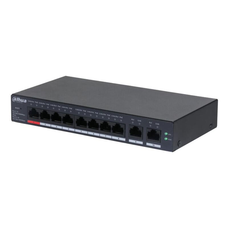 Dahua Cs4010-8gt-110 Switch Poe 8 Puertos Gigabit + 2rj45 Uplink Gigabit 110w Manejable En Cloud Layer2