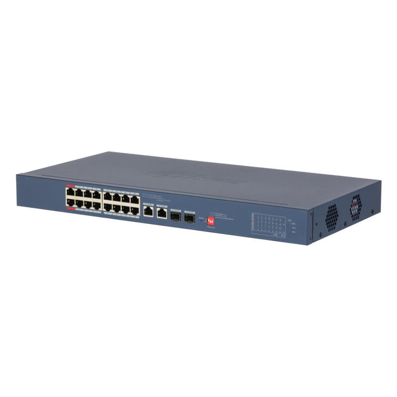 Dahua Cs4218-16et-135-V2 Switch Poe 16 Puertos 10/100 + 2 Combo Gigabit Rj45/Sfp Uplink 135w Gestionable En Cloud Layer2