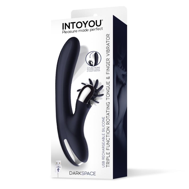 Darkspace Vibrador Con Lenguas Rotadora Y Movimiento Finger Azul