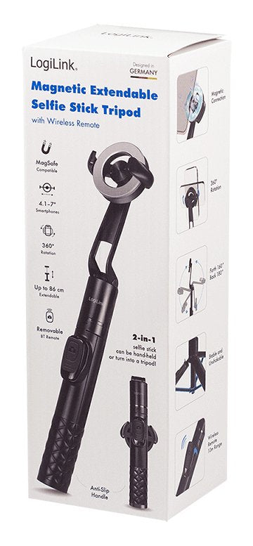 Palo Selfie Magnético Extensible, Bt 5.0, Compatible Con Magsafe, 86 Cm, Negro