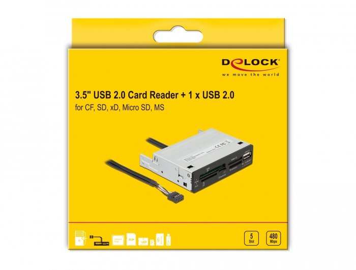 Lector De Tarjetas Interno Delock 3.5" Usb 2.0 5 Slot + 1 X Usb 2.0 Typ-A Hembra