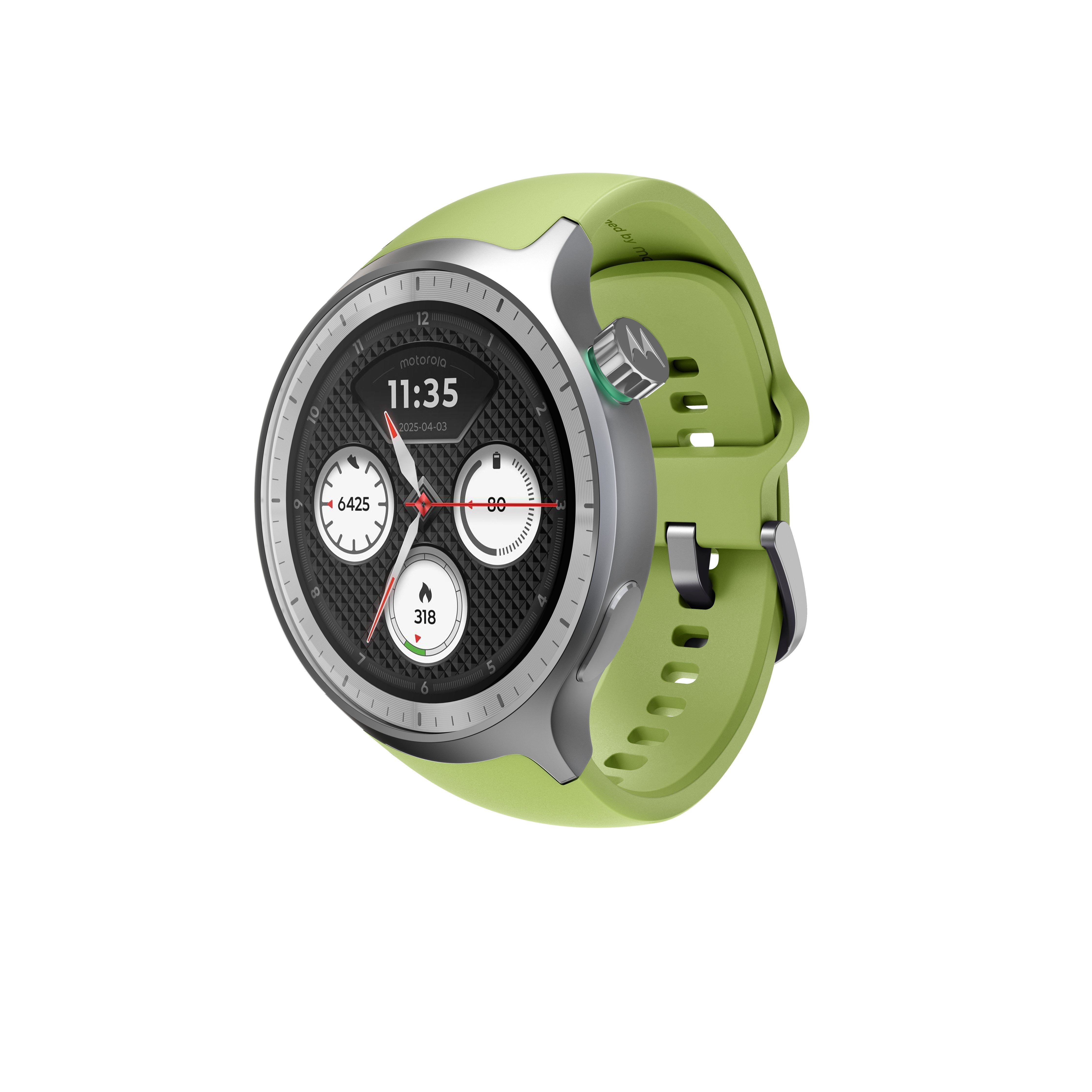 Motorola Moto Watch Matte Silver Reloj Inteligente Con Banda Silicona Pantone Herbal Garden Pantalla Luminosa 1.4" 4 Gb Bluetooth 40 G