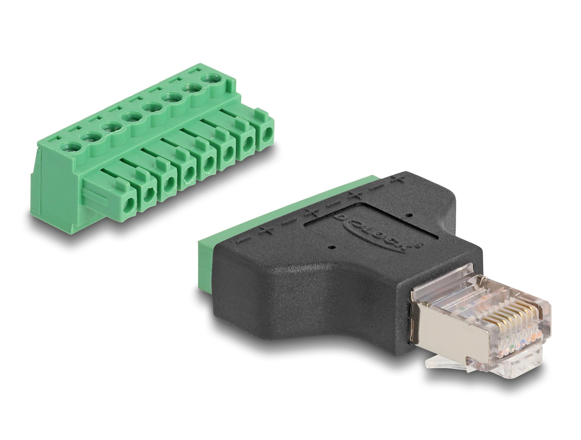 Delock 66471 Adaptador Rj45 Macho > Bloque De Terminales De 8 Contactos Y 2 Partes 3,81 Mm