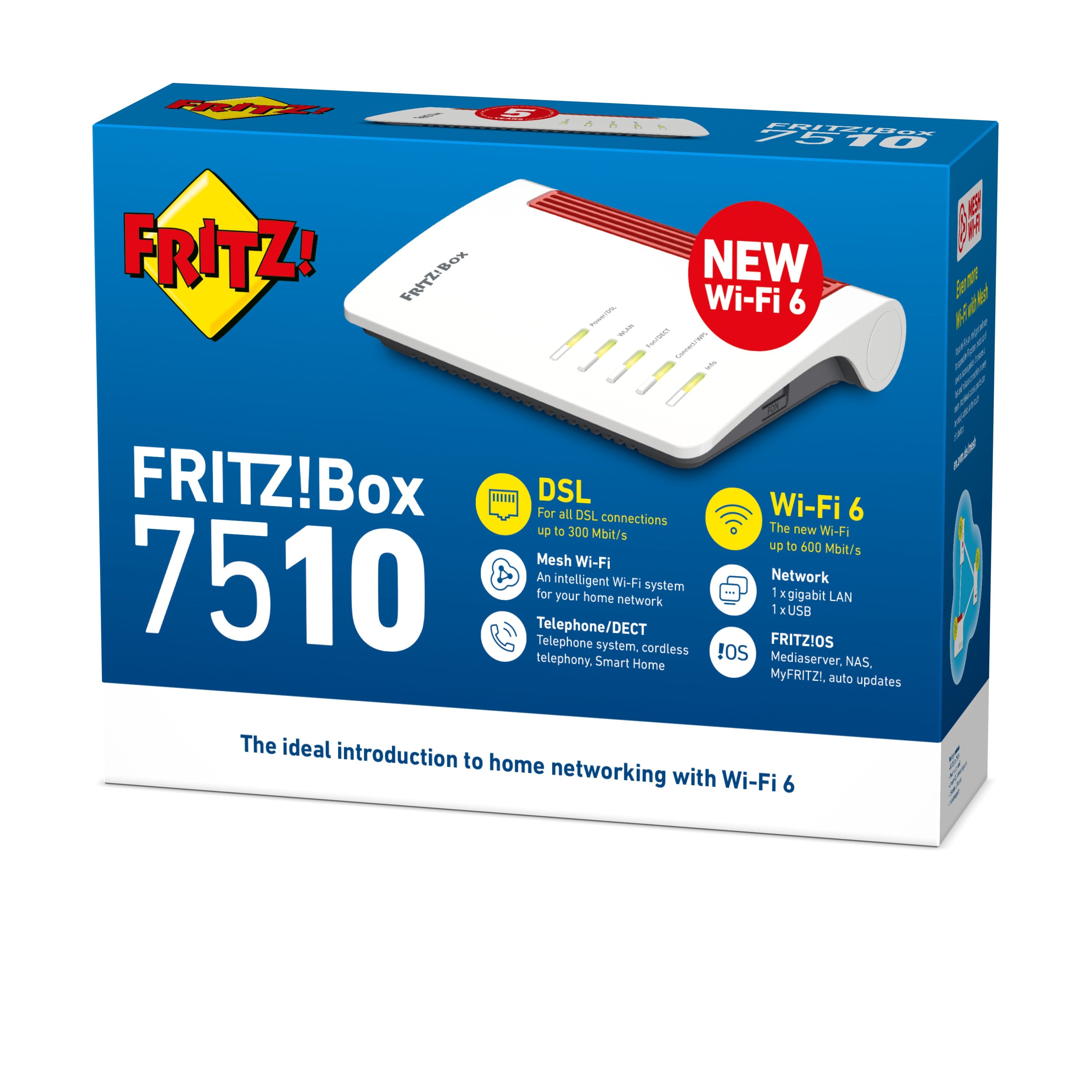 EAN 4023125029974 - Box FRITZ! 7510 INT router inalámbrico Gigabit Ethernet Banda única (2,4 GHz) Blanco imagen 4