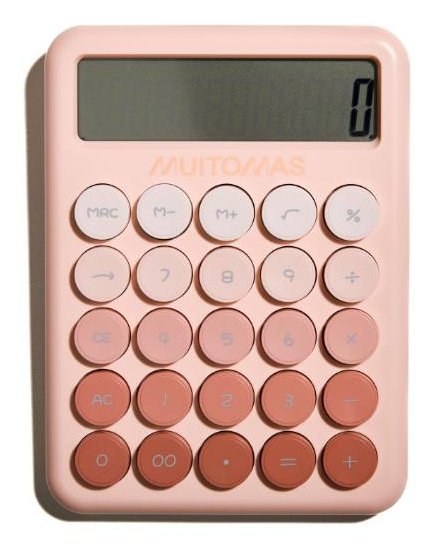 Calculadora  Muitomas, Portátil Con Pantalla Grande De 12 Dígitos, Funciona Con Batería Aaa, Color Peach Fuzz