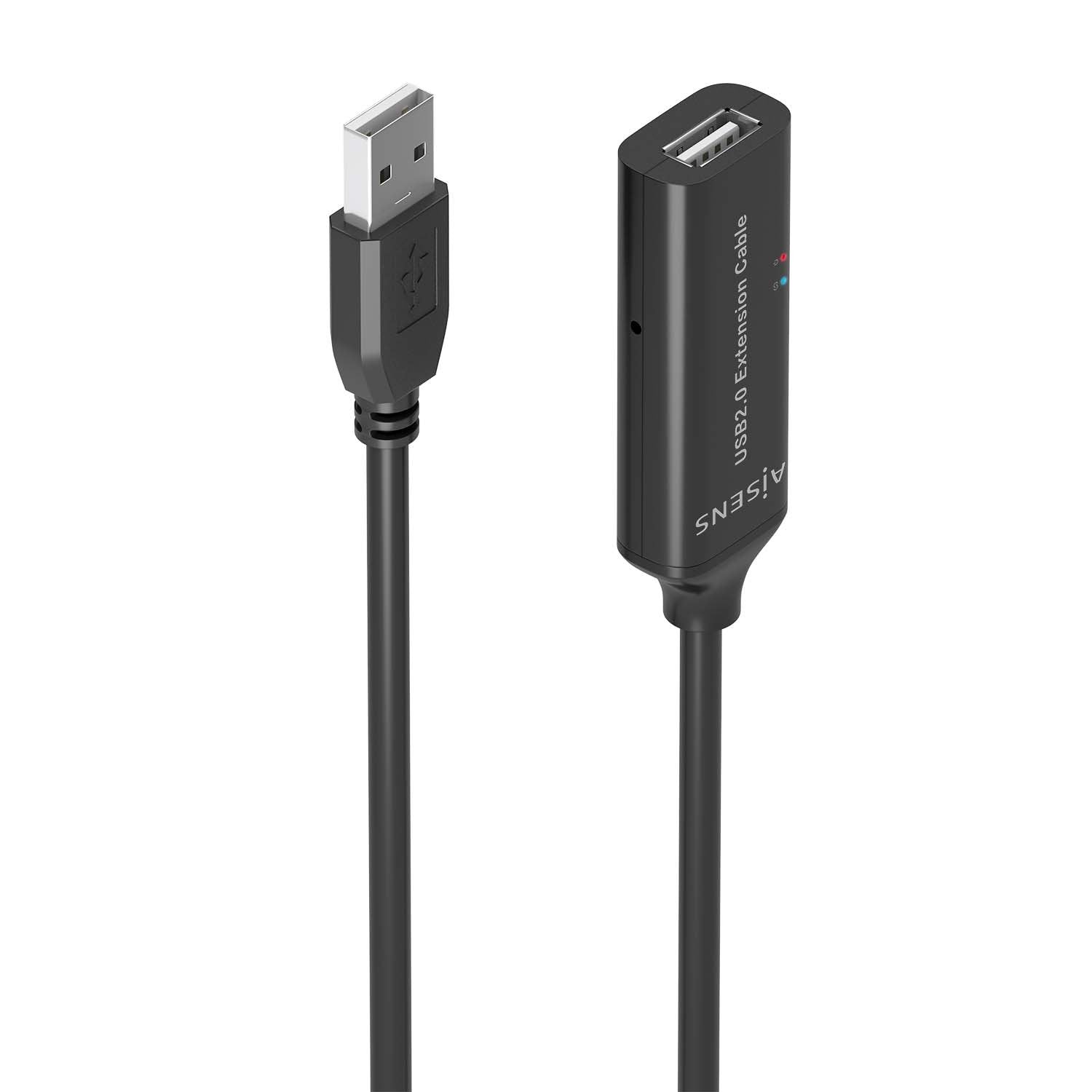 Aisens Cable Usb 2.0 Prolongador Con Amplificador, Tipo A/M-A/H, Negro, 10m