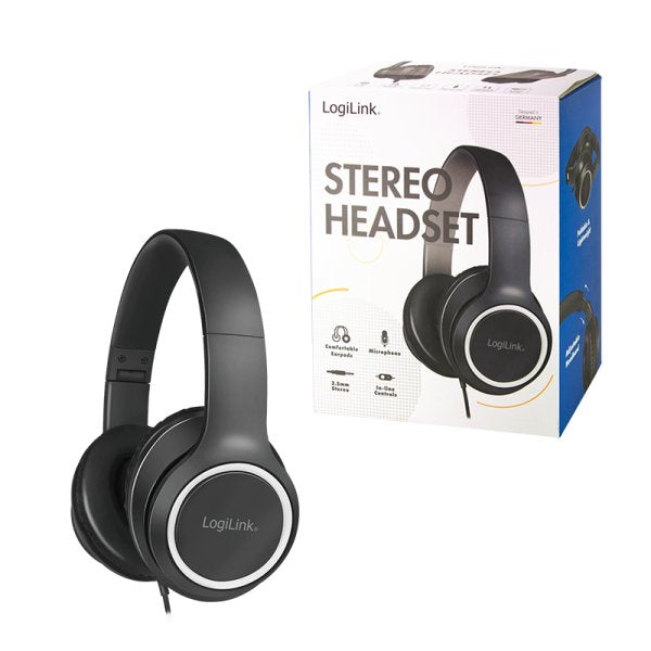 Headset Stereo, With Microphone, 1x 3.5mm, Negro