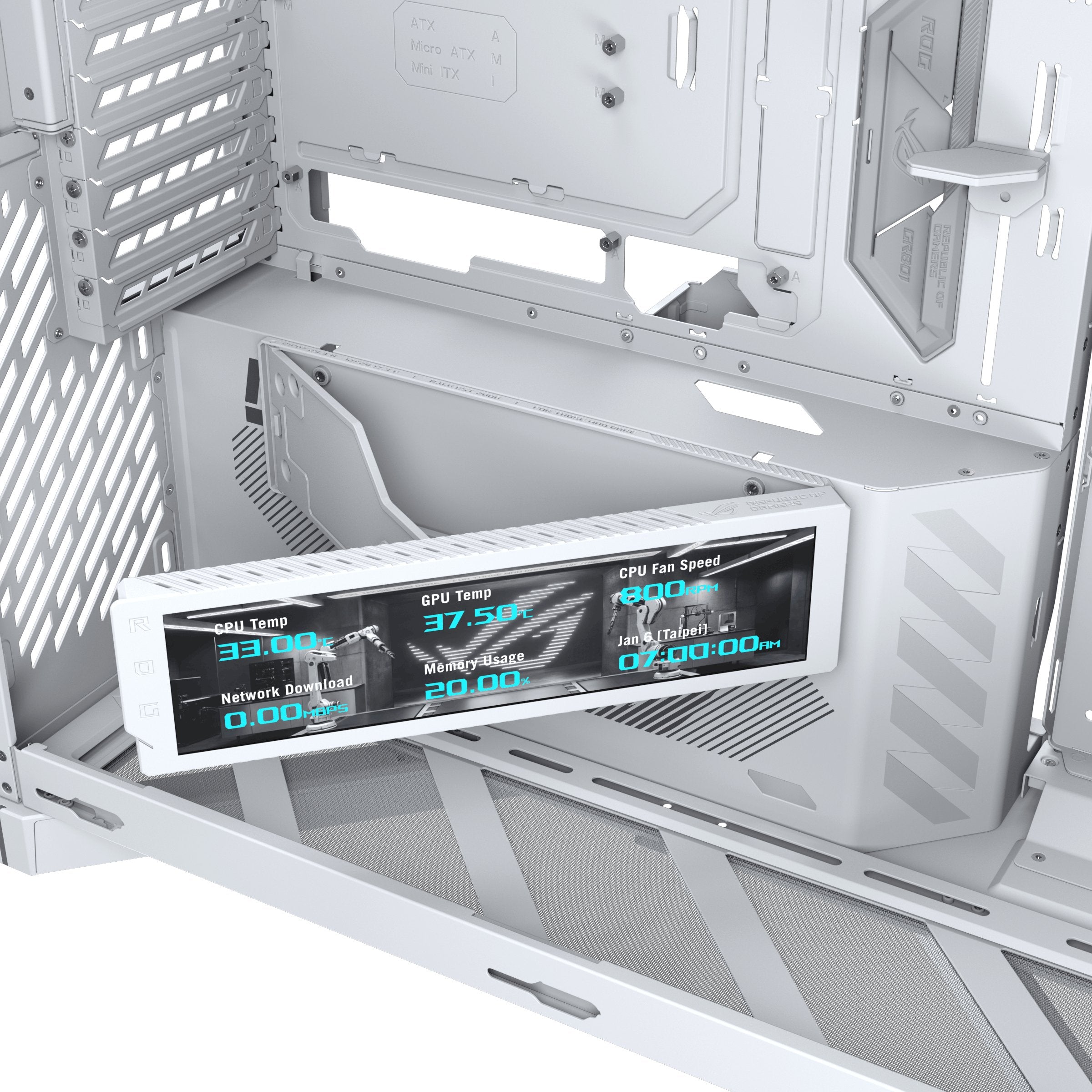 Asus Rog Cronox Gr801 Curve Tg Argb White Midi Tower Blanco