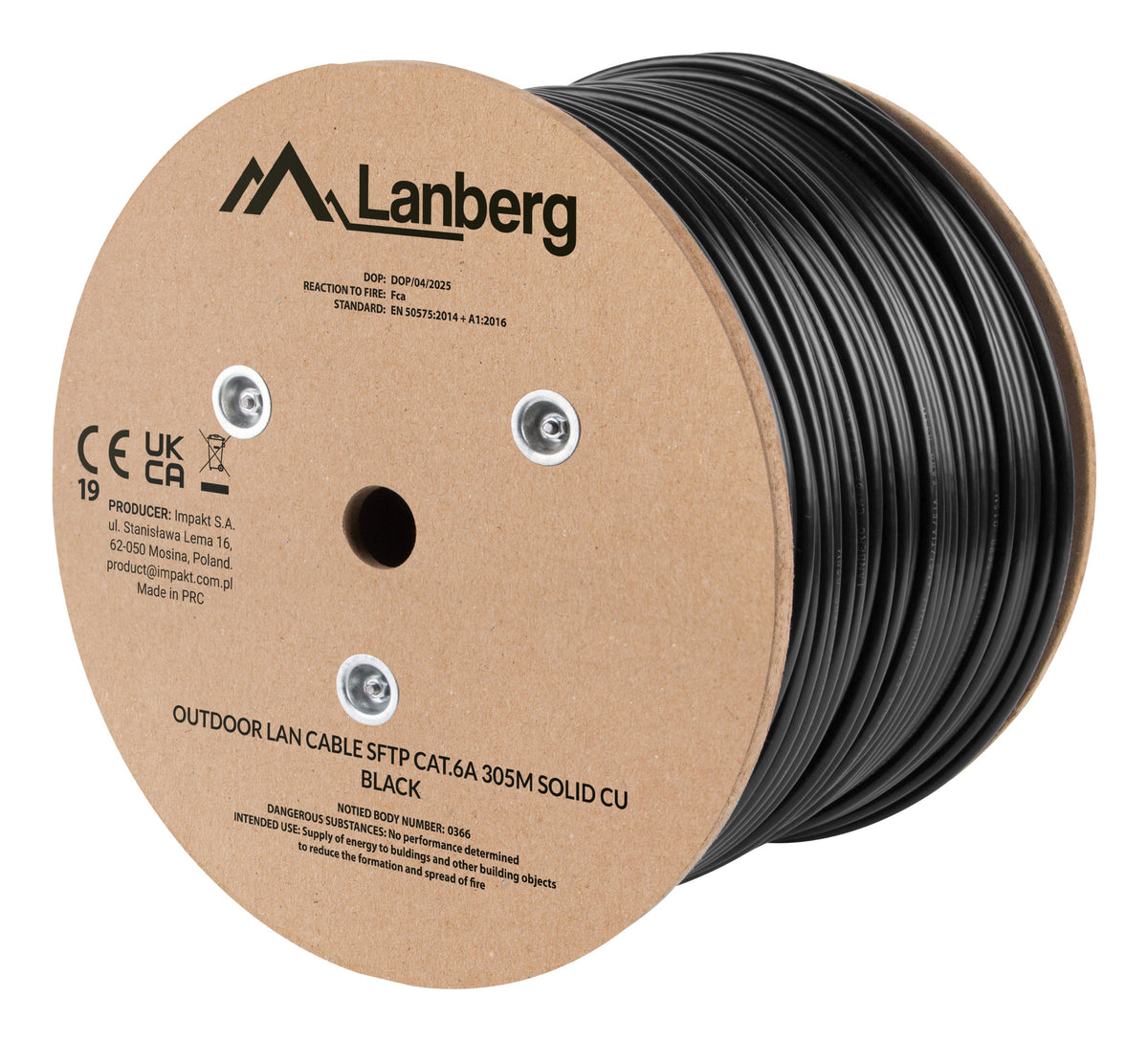 EAN 5901969448139 - Lanberg LCS6-21CU-0305-BK cable de red Negro 305 m Cat6a S/FTP (S-STP) Alrededor imagen 2