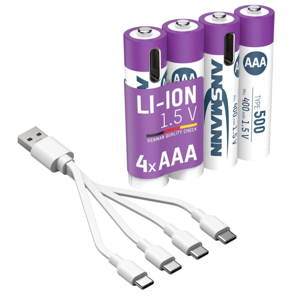 Ansmann 1311-0028 Baterías Recargables Litio Micro Aaa Tipo 500 (Min. 400 Mah) Pack  4
