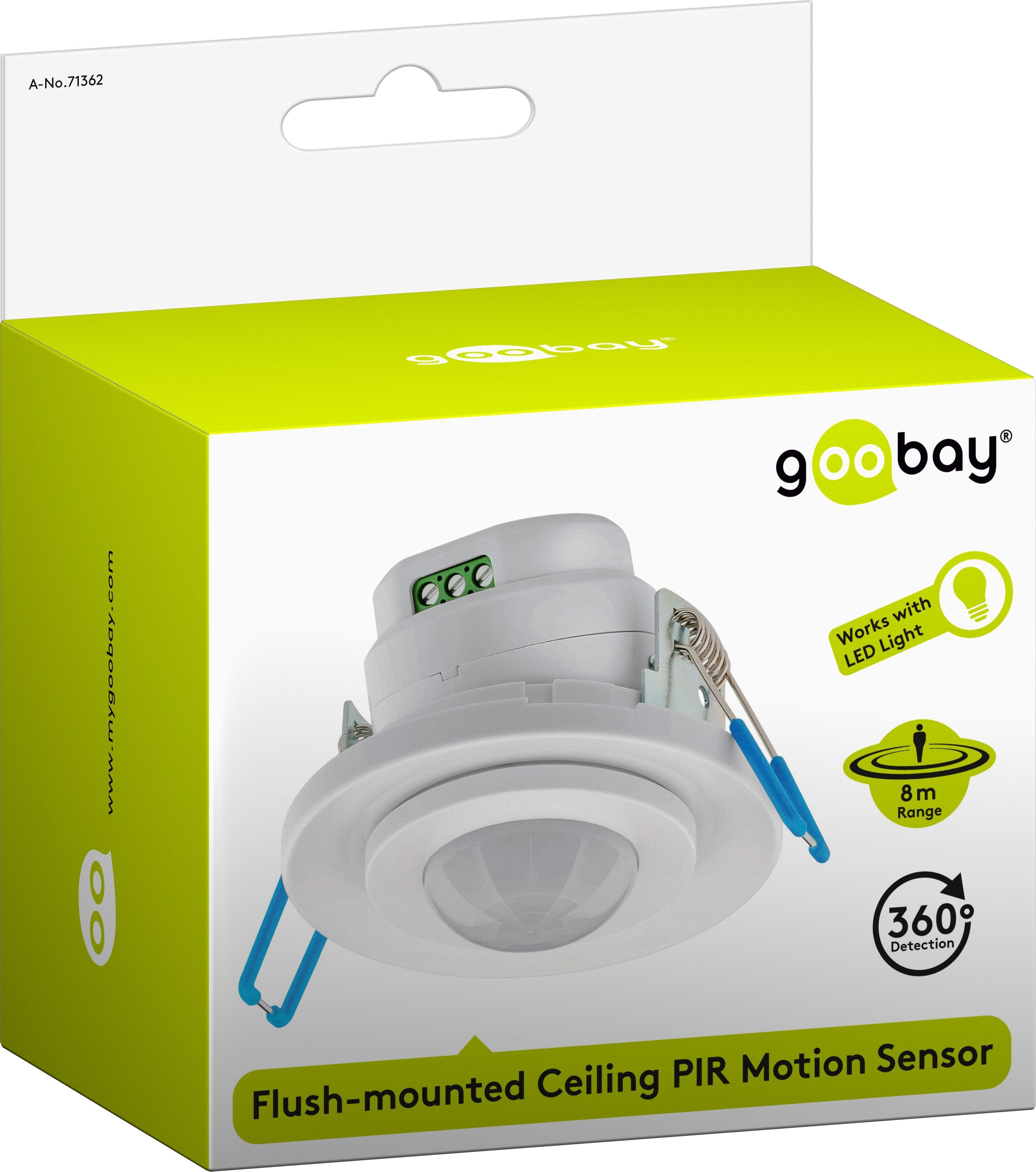 Detector De Movimiento Por Infrarrojos
 Montaje Empotrado En Techo, 360°, Alcance De 8 M, Interior Ip20 Apto Led