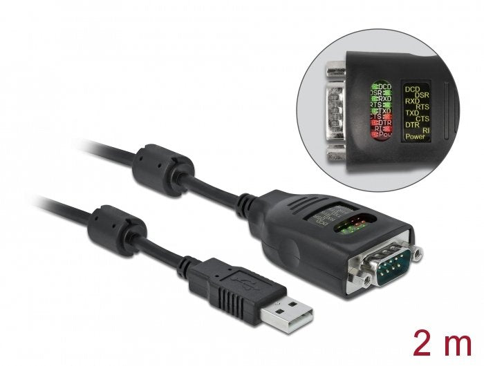 Delock Adaptador Usb Typ-A A Serie Db9 Mit 9 Led Rs-232 Tester