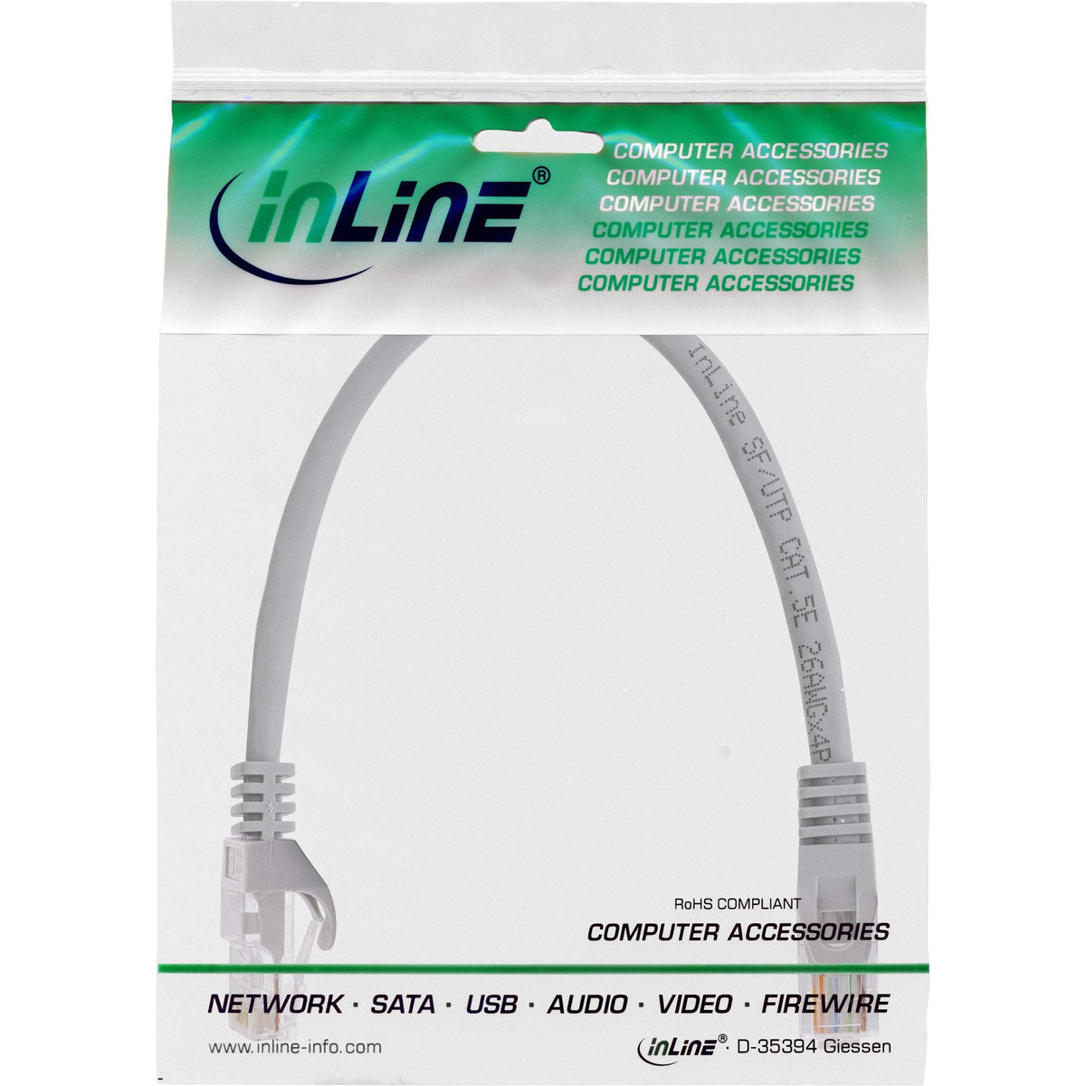 Cable De Red Inline U/Utp Cat.5e Gris 0.3m