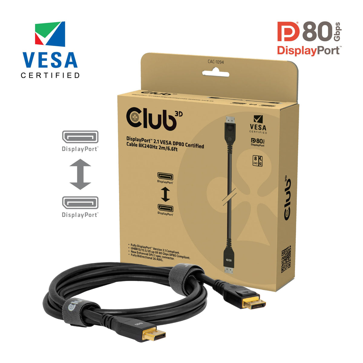 EAN 8719214473549 - CLUB3D CAC-1094 cable DisplayPort Negro imagen 1
