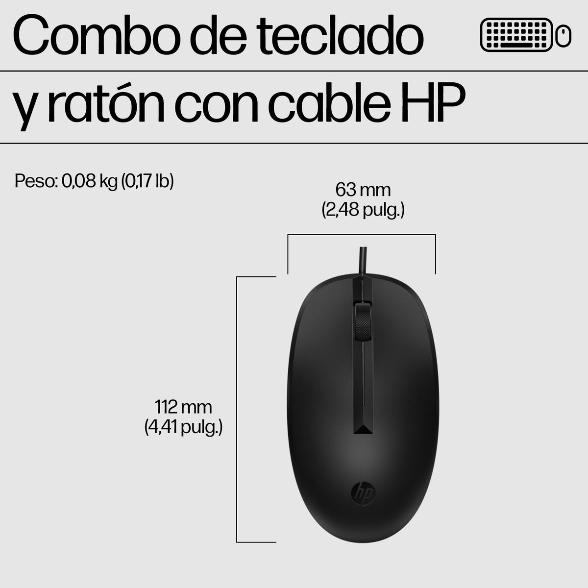 EAN 0198701791003 - HP 225 Wired Mouse and Keyboard Combo G2 teclado Ratón incluido Oficina USB Negro imagen 6