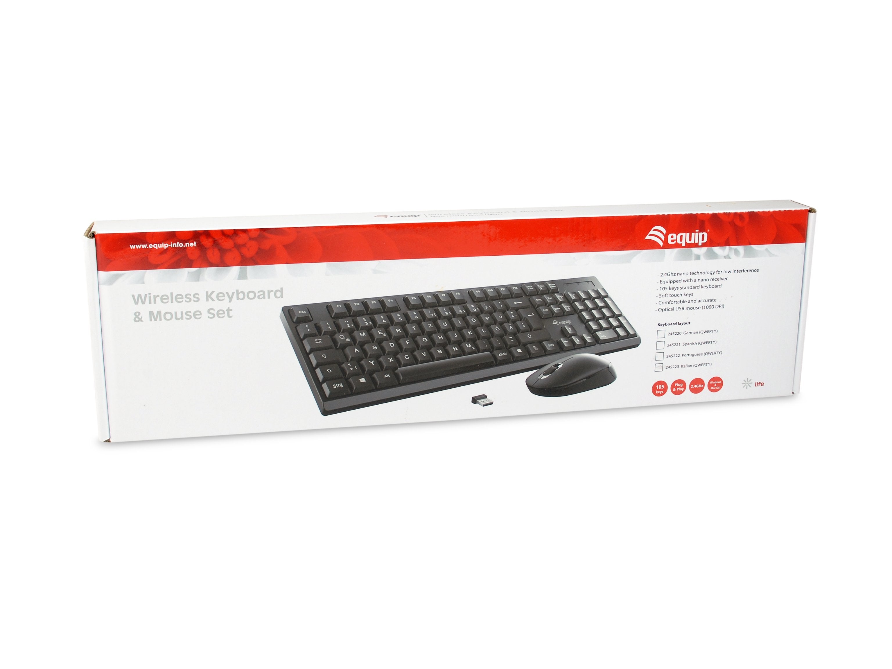 Teclado Portugués + Ratón Equip 245222 Rf Inalámbrico Qwerty Negro