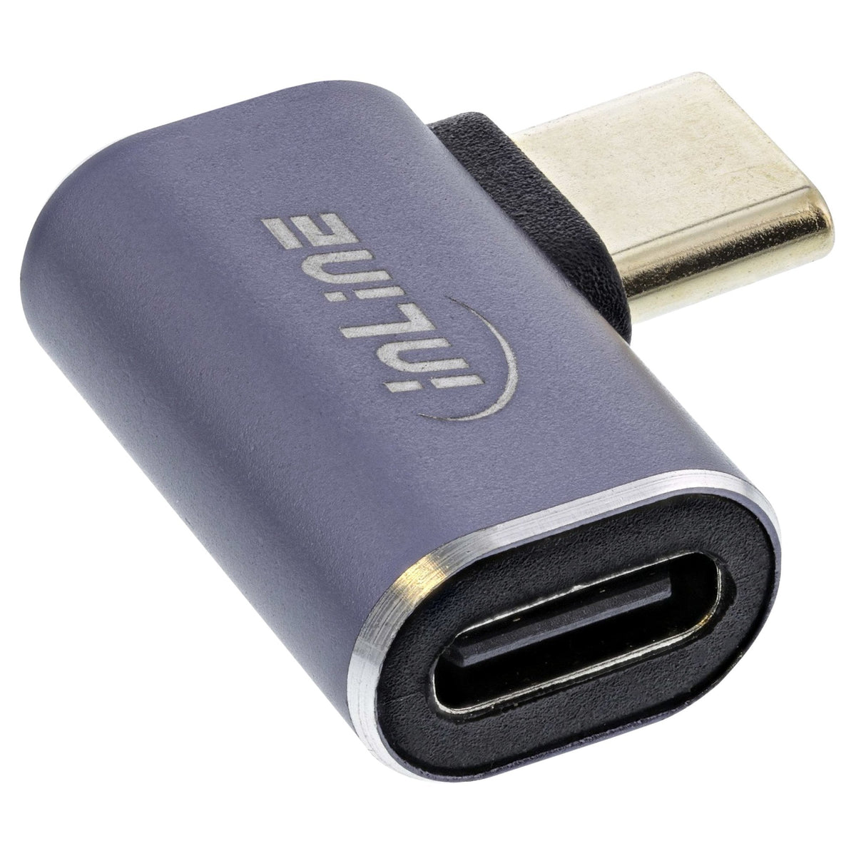 Adaptador Inline Usb4, Usb Tipo C Macho/Hembra En Ángulo Derecho/Izquierdo, Aluminio, Gris