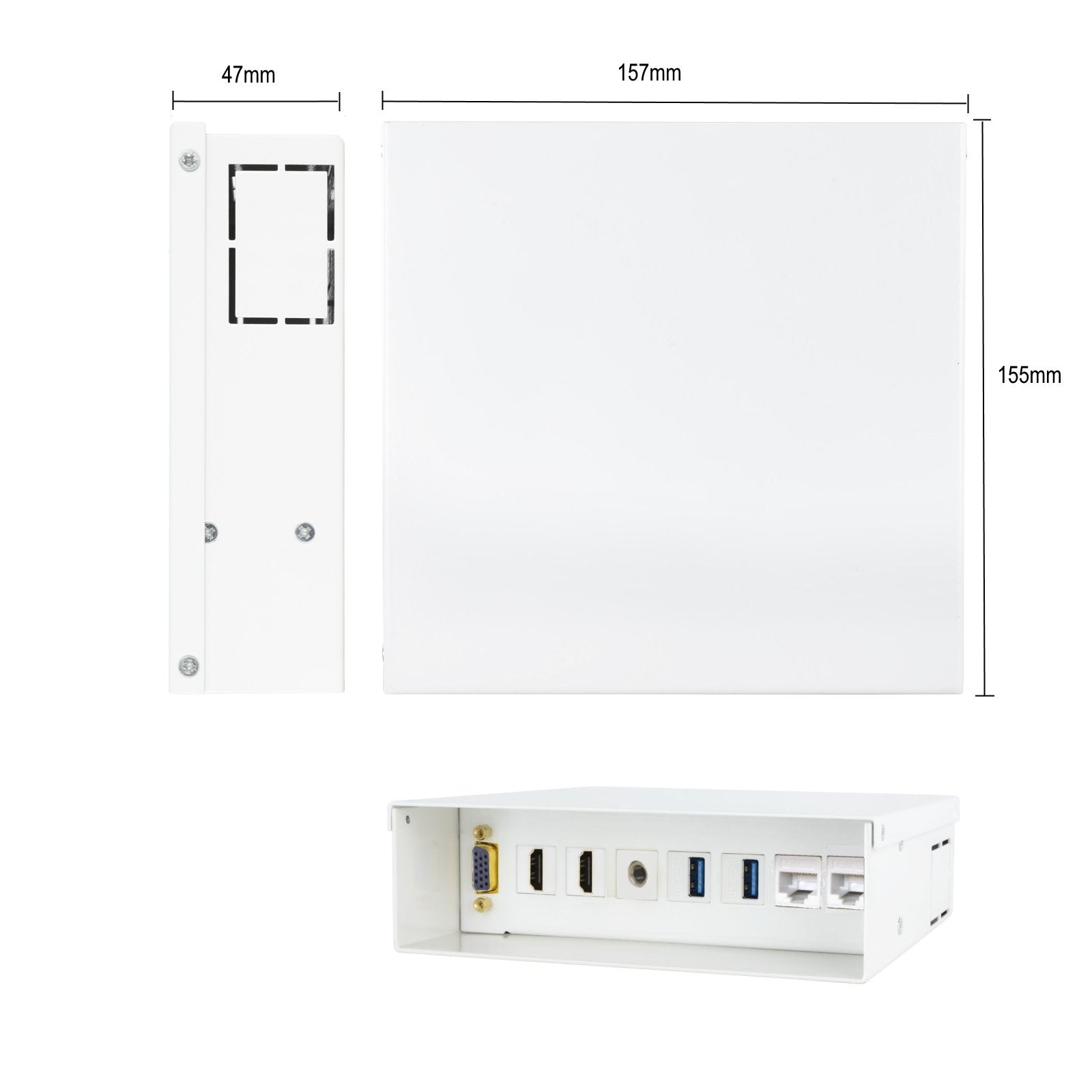 Ewent Caja De Conexiones Multimedia Y Red. Vga + 2xhdmi + Audio + 2xusb + 2xrj45, Blanco