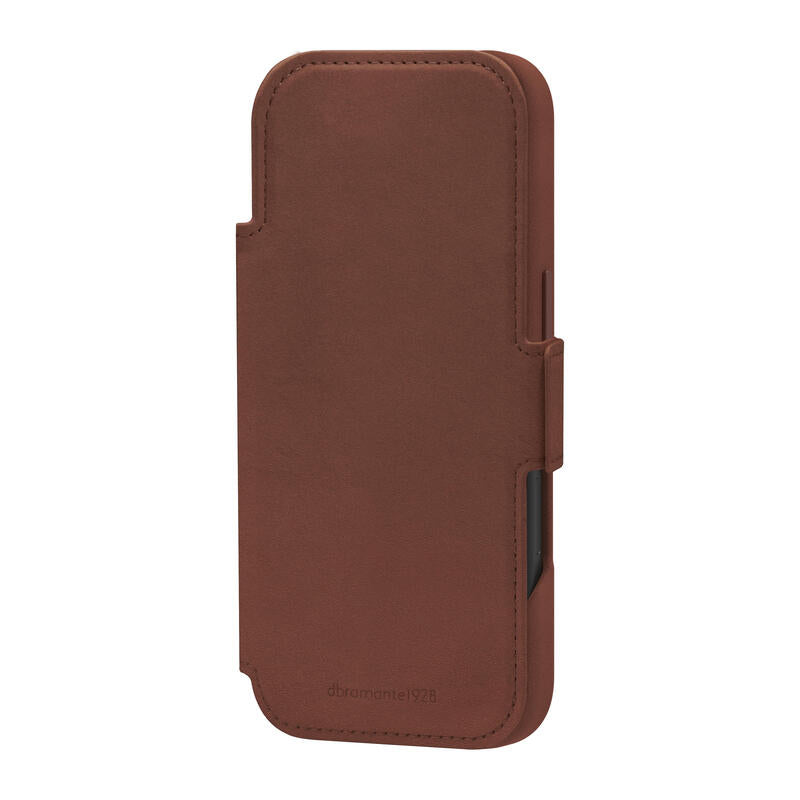 Dbramante1928 Lynge Funda Con Tapa Para Teléfono Móvil Compatibilidad Con Magsafe Cuero De Grano Entero Bronceado Oscuro