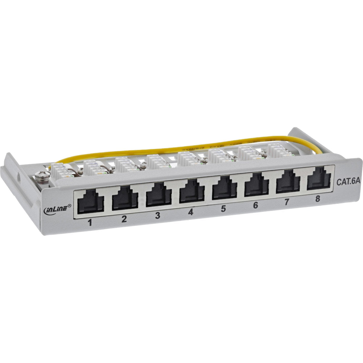 Inline® Patch Panel Cat.6a 0.5u 8-Port, For Table/Wall/Rail, With Dust Projoection, Gris