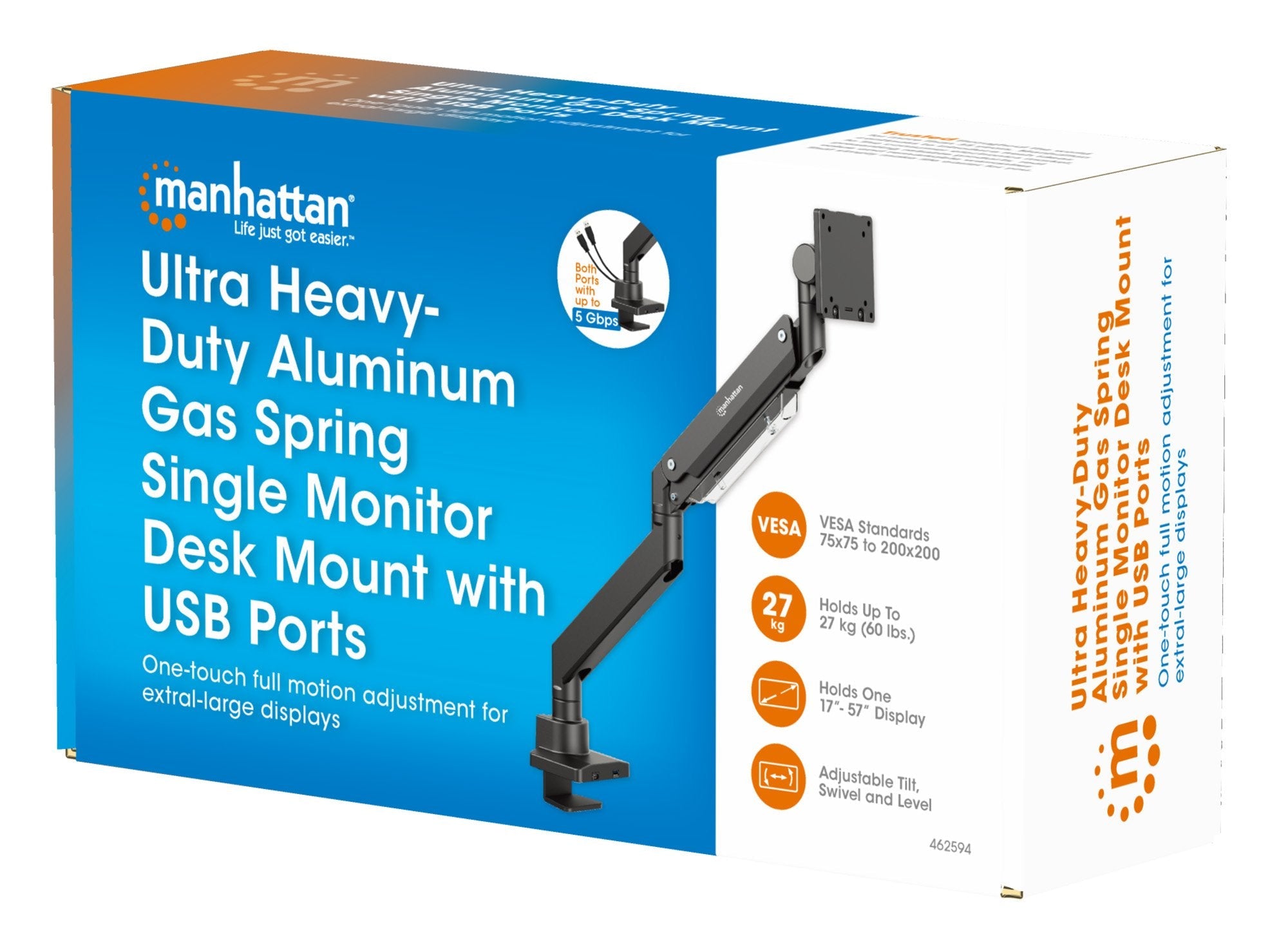 Soporte Manhattan 462594 Para Monitor  (57") Escritorio Negro