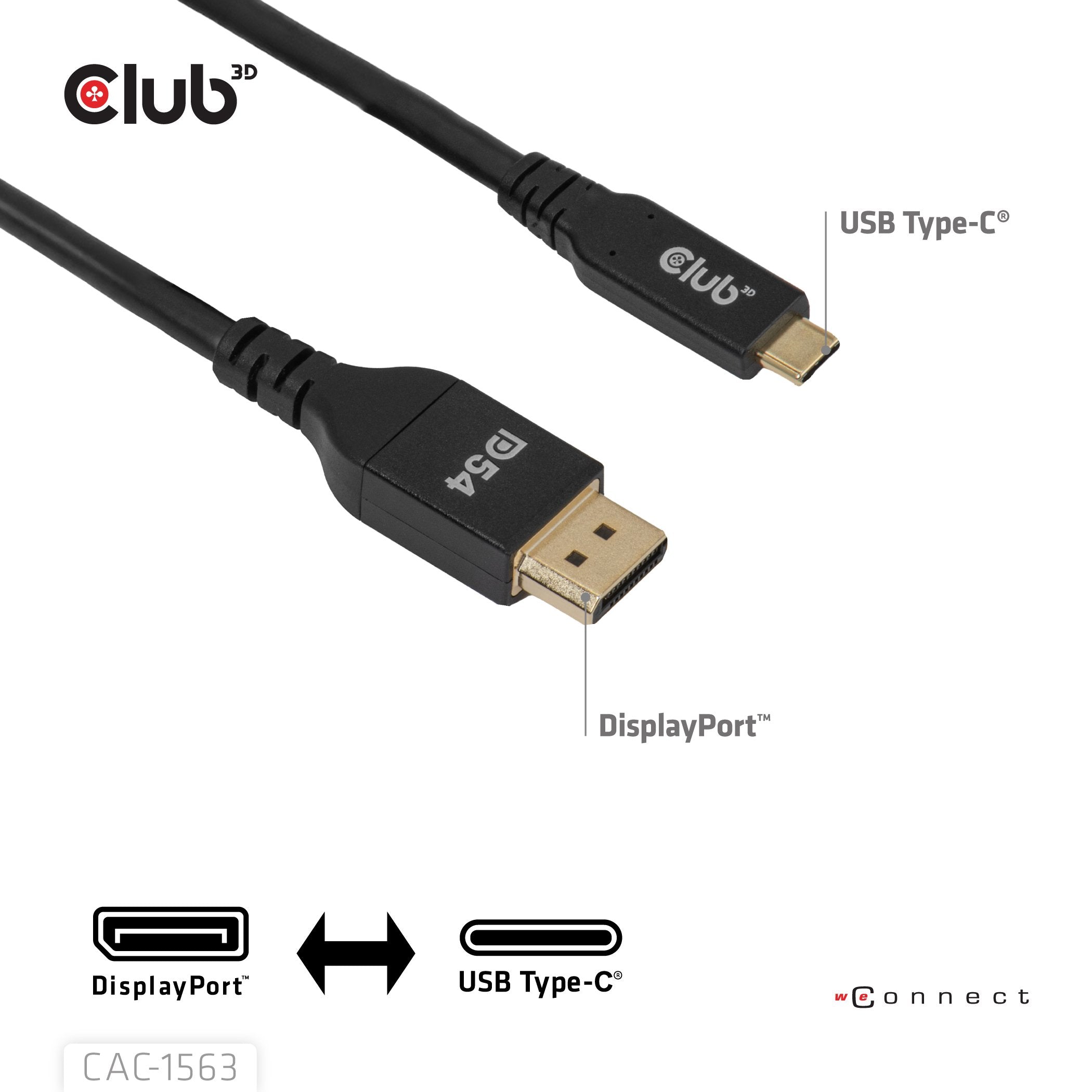 Club3d Cable Usb Typ C <-> Dp 2.1 2m 8k120hz M M