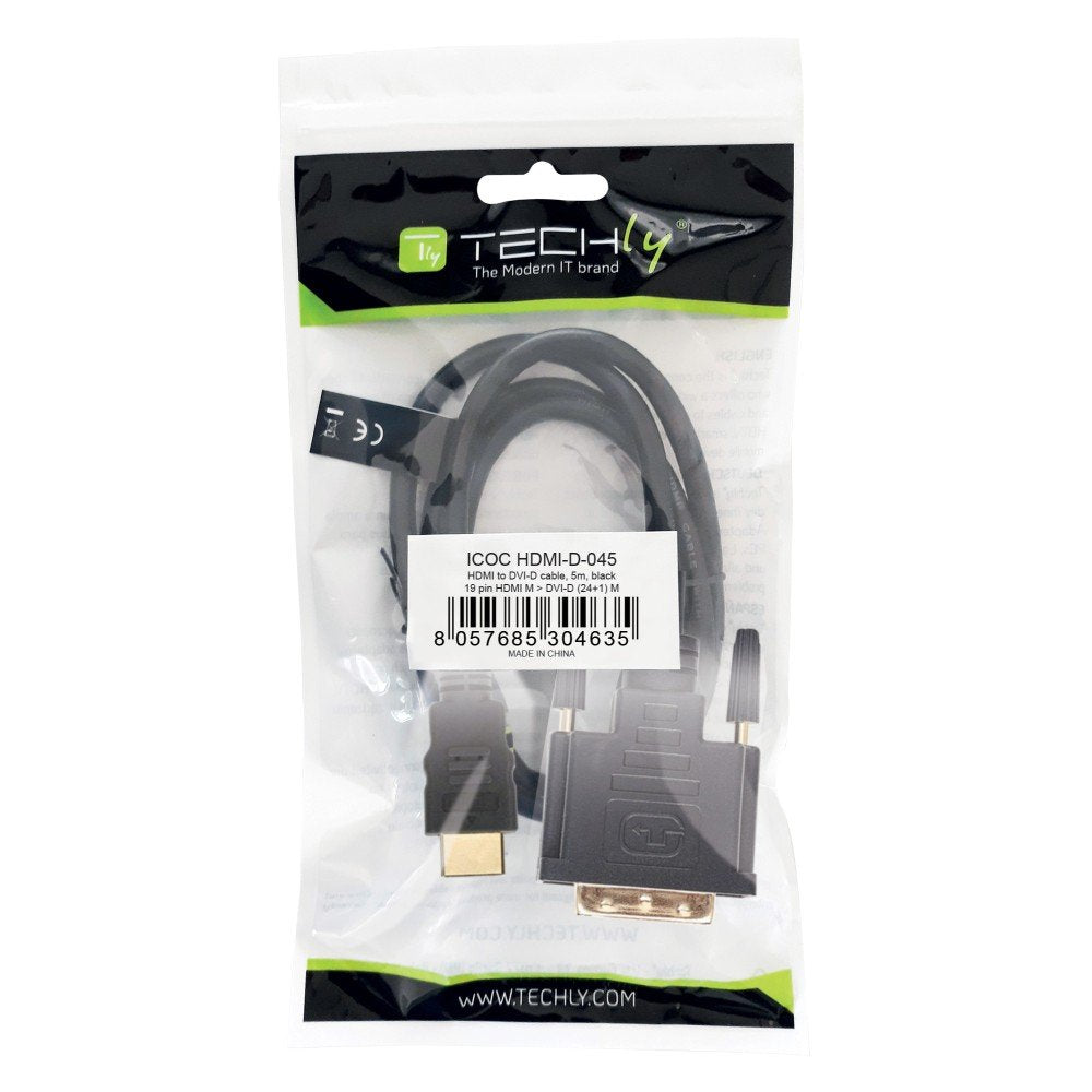 EAN 8057685304635 - Techly 5.0m HDMI - DVI-D M/M 5 m Negro imagen 2