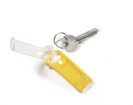 Durable Llavero Key Clip Con Etiqueta Siempre Visible Amarillo -Bolsa 6u-