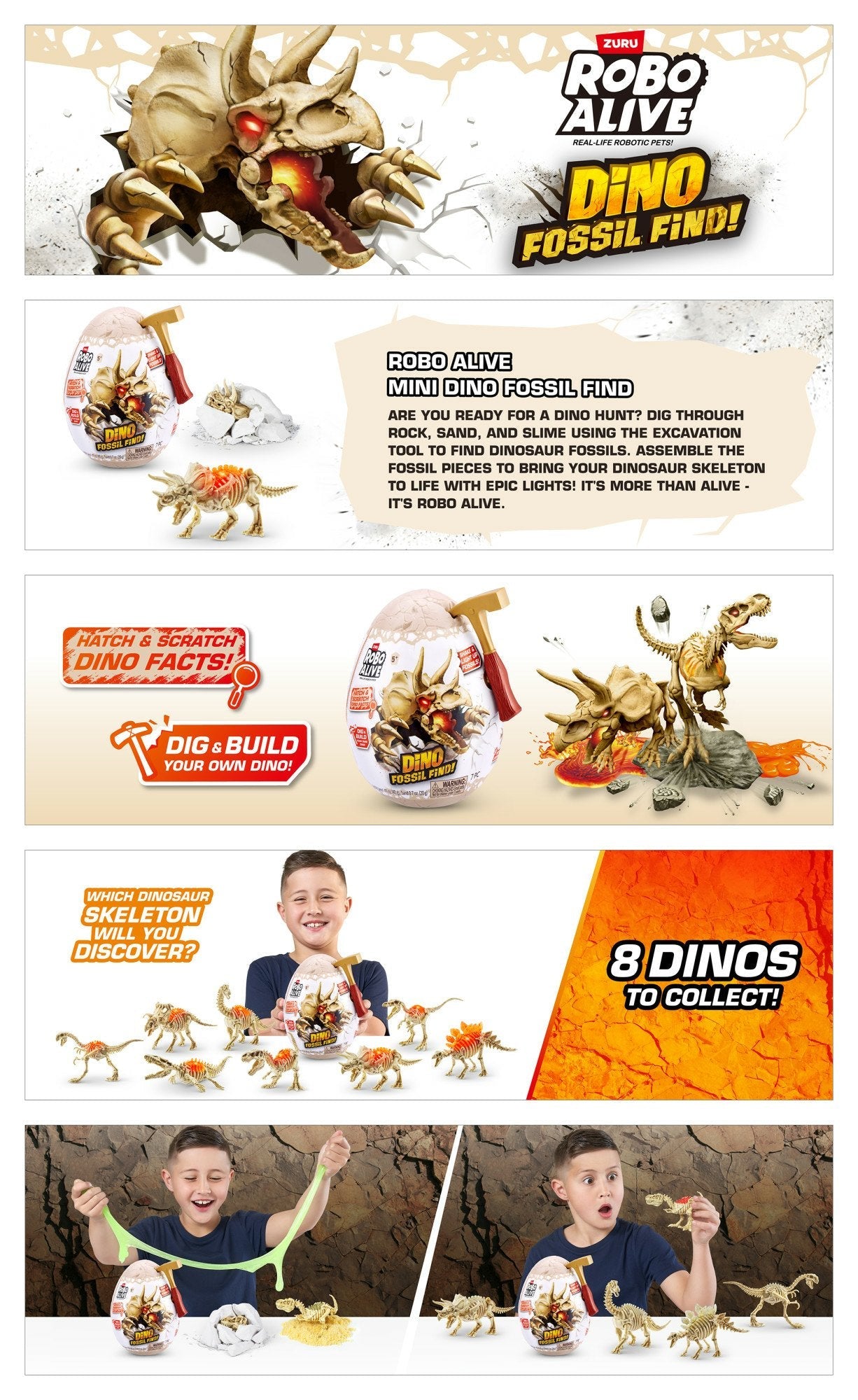 Zuru Robo Alive - Mini Dino Fossil Find, Artículo Ordenado De Figura, Una Figura 71115tq2