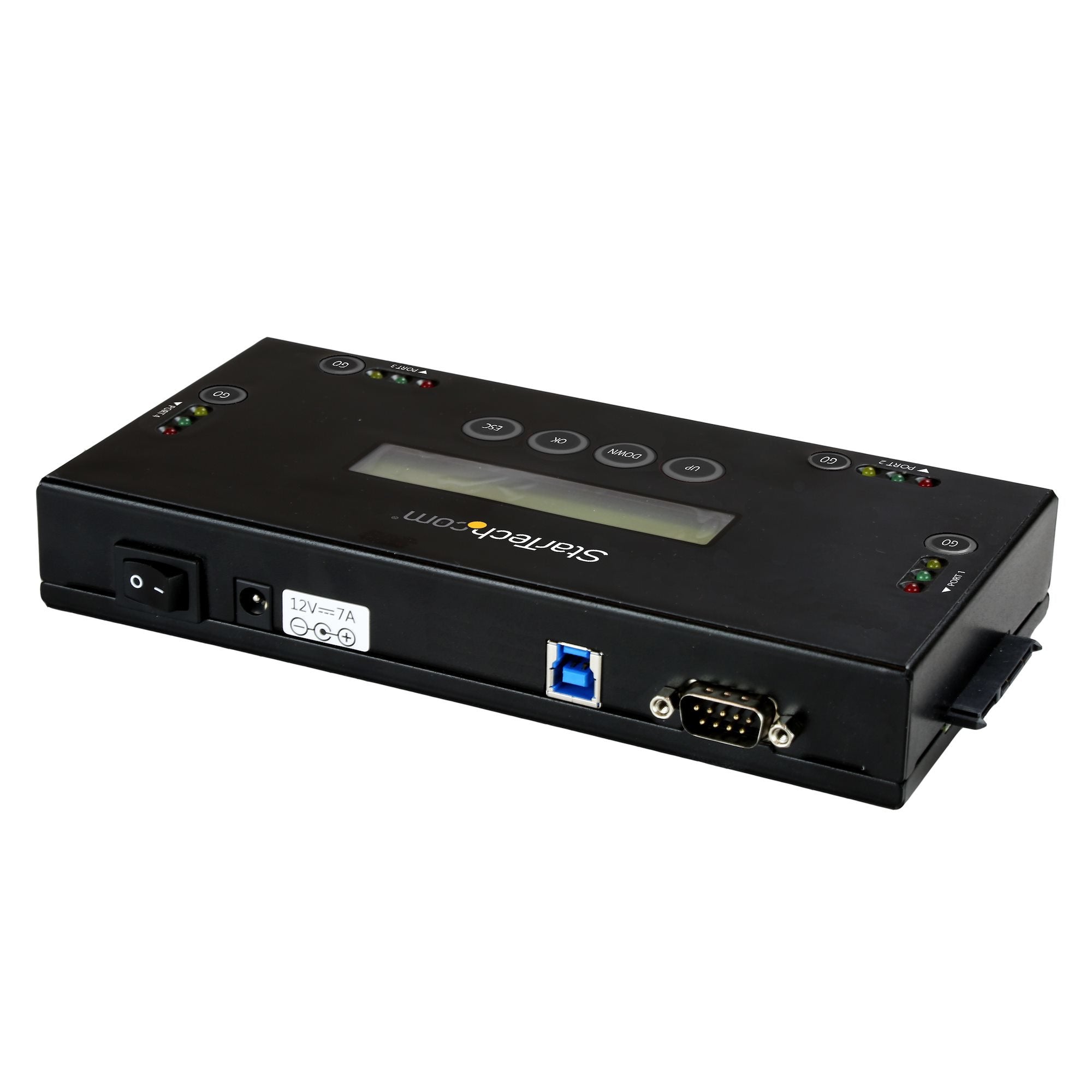 Startech.Com Borrador De 4 Bahías Para Discos Duros Y Ssd Sata De 2,5" Y 3,5" - Desinfectador Externo De Discos Para Borrado Seguro Con 9 Modos - Puerto Rs232 - Cumple Con Nist/Dod Y Taa